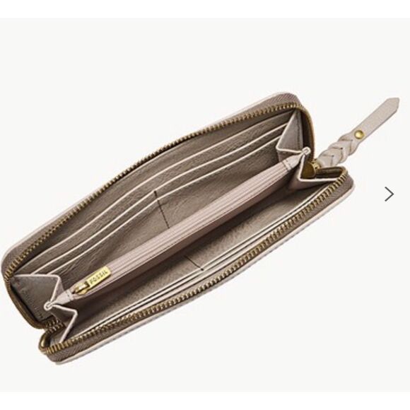 Fossil Zara gray leather zip around clutch wallet NWT - Picture 2 of 7